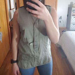 Green silky tank top